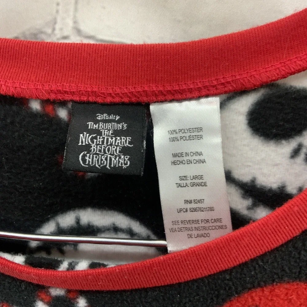 Disney Nightmare Before Christmas Pajama Set Sz L Fleece Black Red Jack - Picture 4 of 7